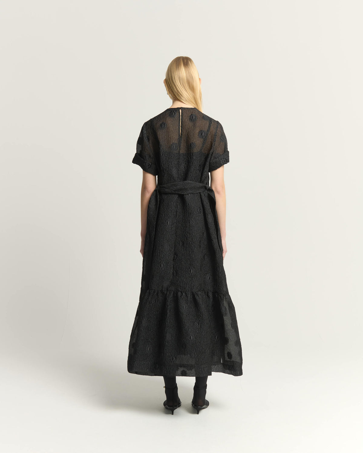 LONG JACQUARD SHEER DRESS