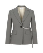 SINGLE-BREASTED JACKET WITH SIDE BELT