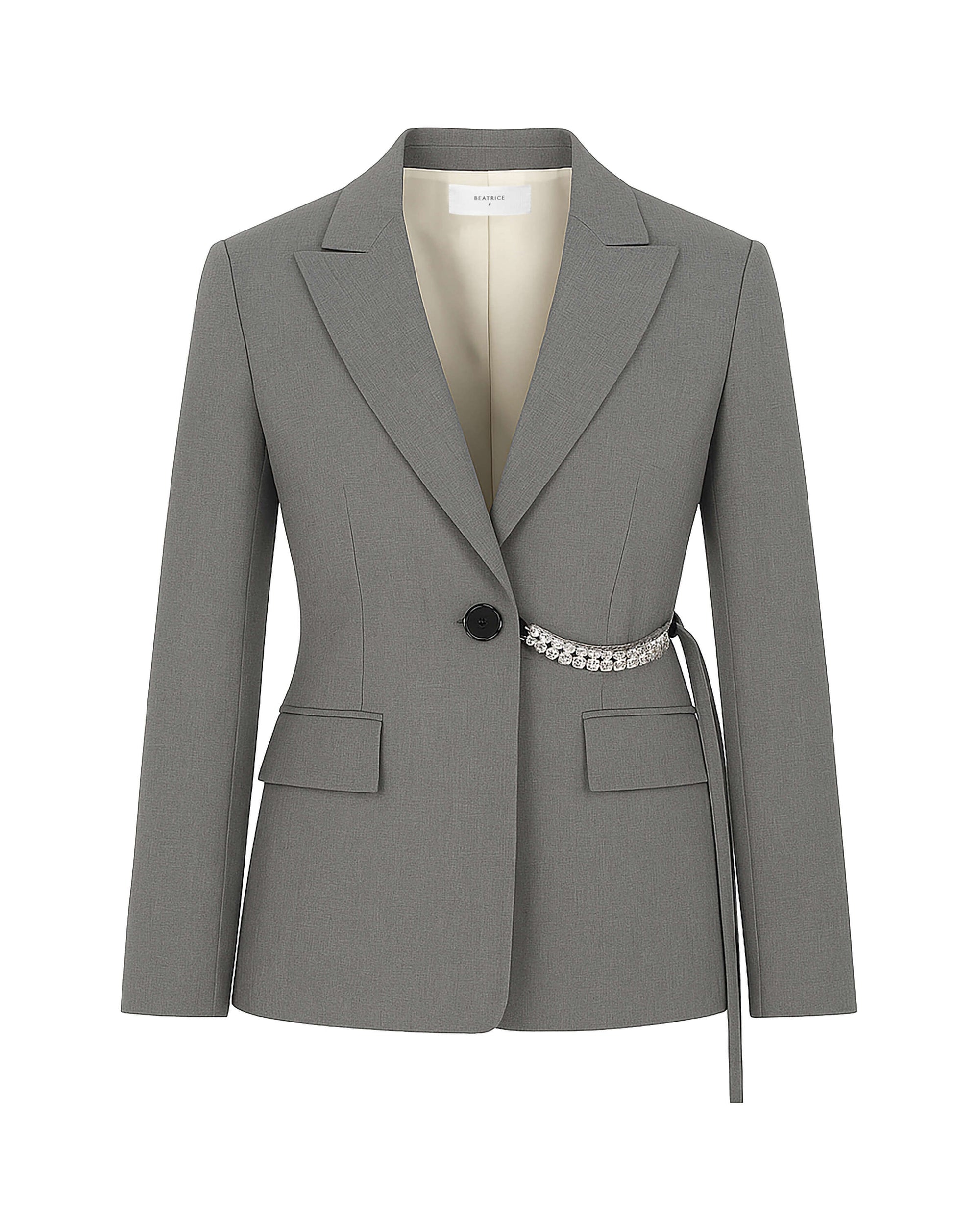 SINGLE-BREASTED JACKET WITH SIDE BELT