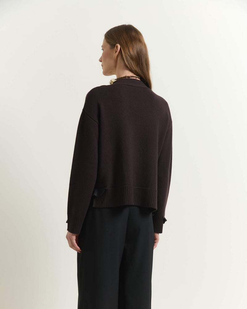 CARDIGAN IN LANA CON VOLANT