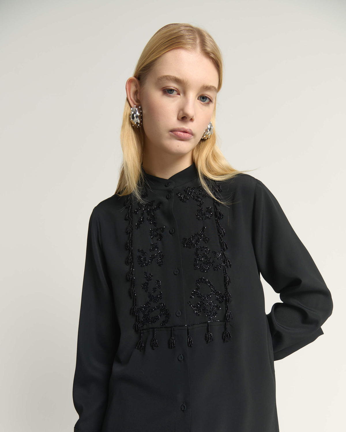 SHIRT WITH EMBROIDERED PLASTRON