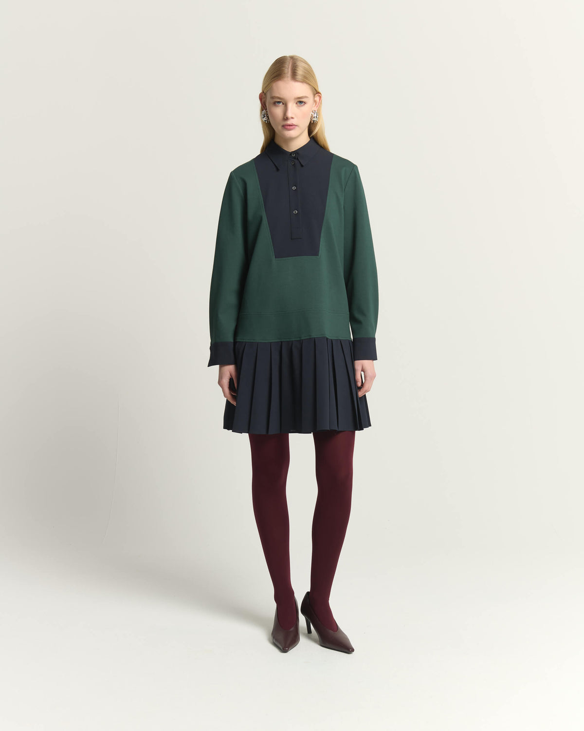 COLLEGE DRESS WITH CONTRAST PLASTRON