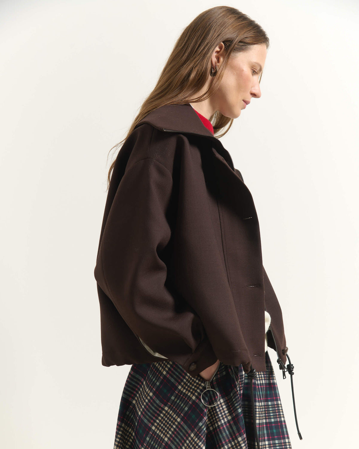 SHORT BOMBER JACKET WITH ADJUSTABLE DRAWSTRING