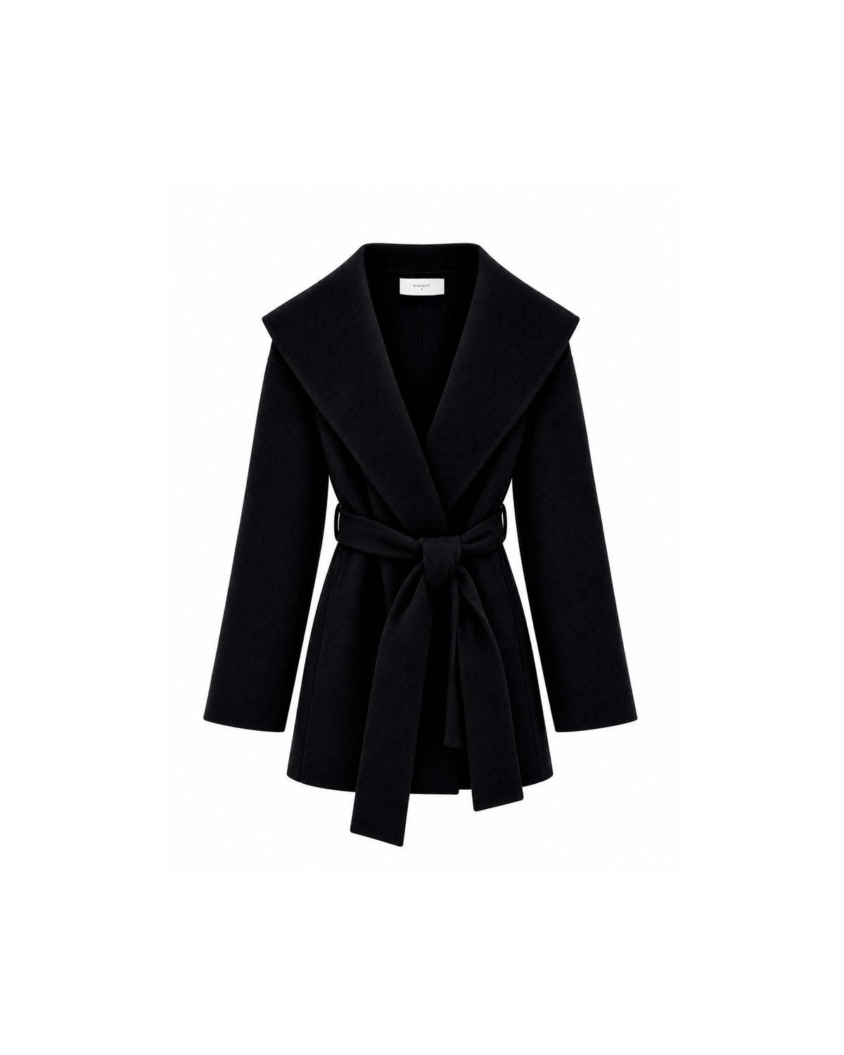 SHORT COAT WITH BELT AND SHAWL COLLAR